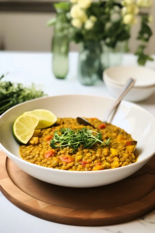 Lentejas al curry con verduras: plato sano y rico