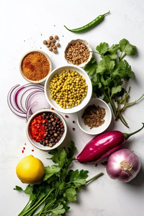 ingredientes lentejas al curry con verduras
